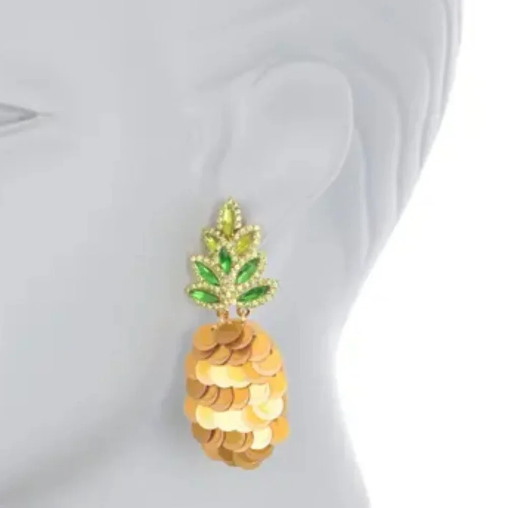 Kate Spade Pineapple Statement Stud Earrings , Gold, Green - Picture 2 of 10